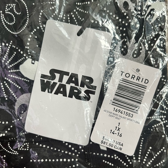 Torrid Black Star Wars Sports Bra NWT - Picture 5 of 5